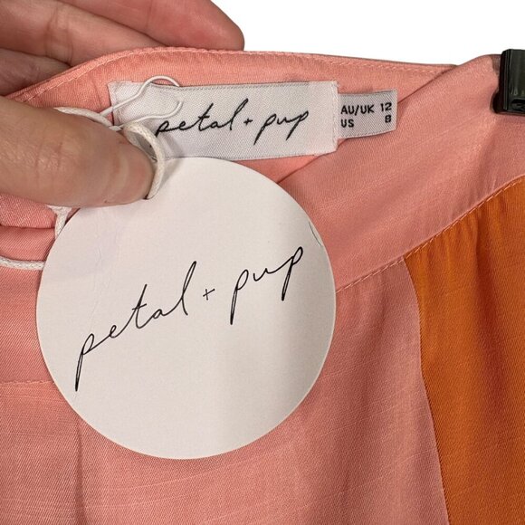 Petal & Pup Pink & Orange Color Block High Low Maxi Skirt Women's US Size 8 - Picture 6 of 9